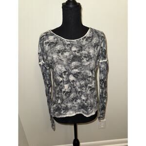 SKULL CASHMERE Women’s 100% Cashmere Skull Graphic Sweater Gray Small Goth Emo